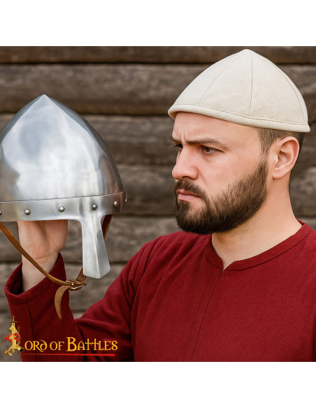 Natural White Cotton Padded Medieval Cap