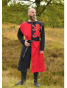 Medieval Knight Tabard with Lion Design, Red-Black