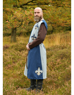 Medieval knight tabard with Fleur-de-lis design, blue 2