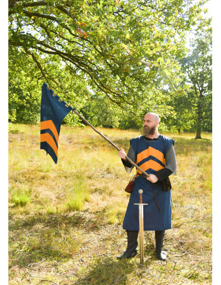 Medieval Striped Banner, Blue-Yellow