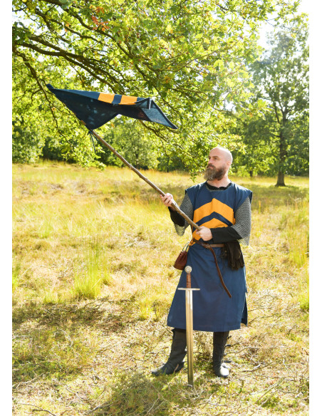 Medieval Striped Banner, Blue-Yellow