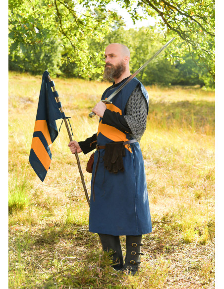 Medieval Striped Banner, Blue-Yellow