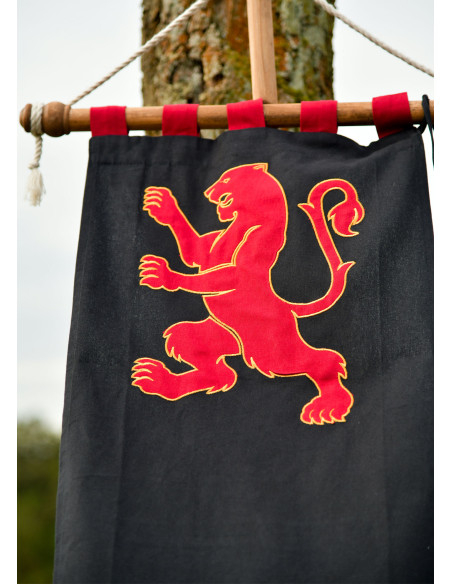 Medieval Banner with Lion Design,...