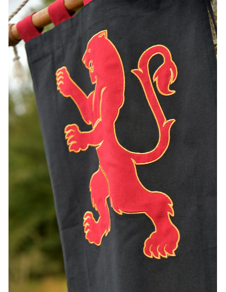 Medieval Banner with Lion Design,...