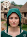 Medieval cape in leather, Lope model, bottle green color