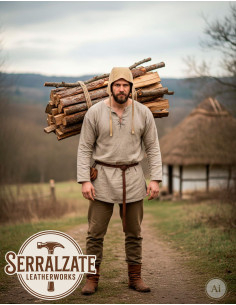 Medieval Leather Hood Model Lope, Light Beige 2