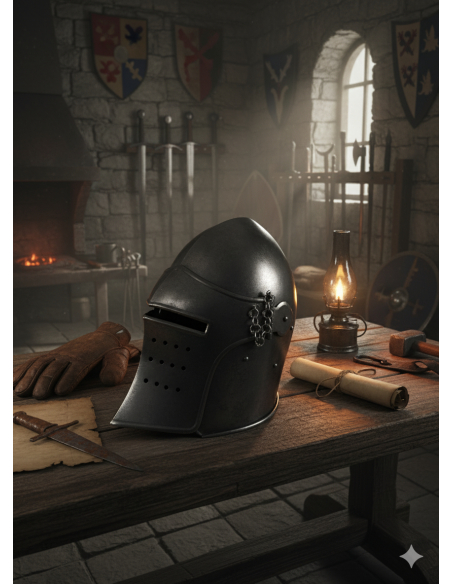 Black knight helmet with detachable...