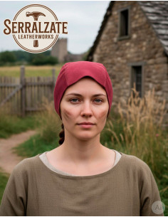 Medieval Leather Capeline Model Lope, Burgundy Color 2