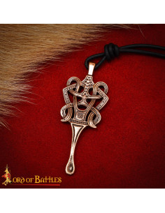 Solid Bronze Celtic Pendant, Knot and Leather Cord