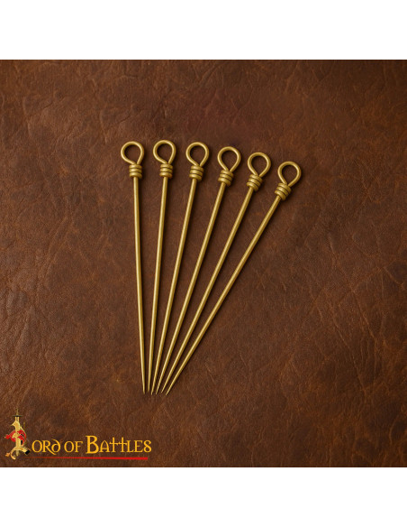 Set of 6 Medieval Brass Clothing Pins