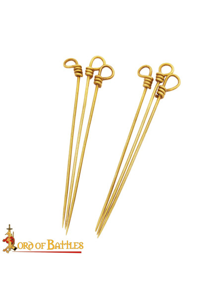 Set of 6 Medieval Brass Clothing Pins