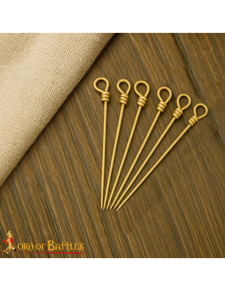 Set of 6 Medieval Brass Clothing Pins