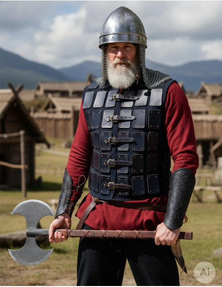 Black Viking Warrior Leather Brigandine