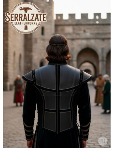 Handcrafted Medieval Waistcoat in Genuine Leather, Black 2