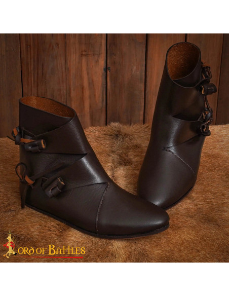 Viking boots model Jorvik in black horn