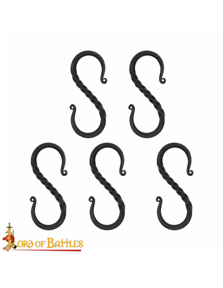 Set of 5 Medieval Iron S Hooks for...