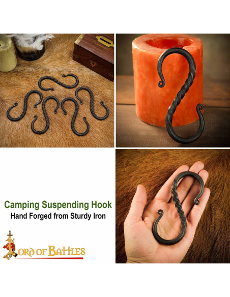Set of 5 Medieval Iron S Hooks for...