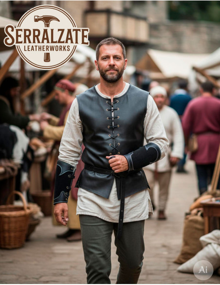 Black Leather Medieval Ranger Armguards