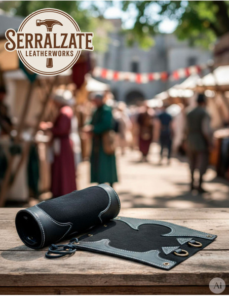 Black Leather Medieval Ranger Armguards