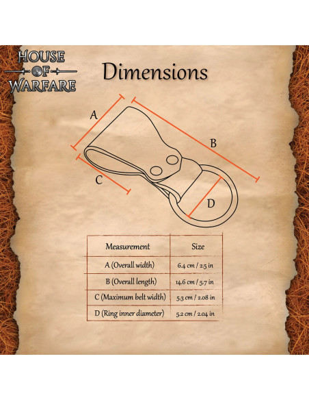 Brown Leather Belt Axe Sheath with Ring