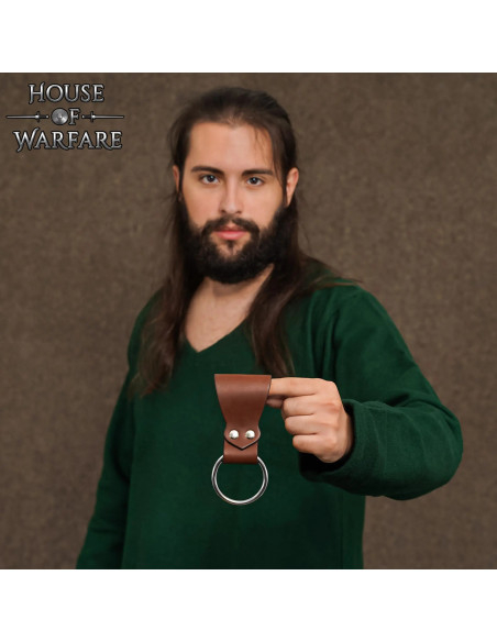 Brown Leather Belt Axe Sheath with Ring