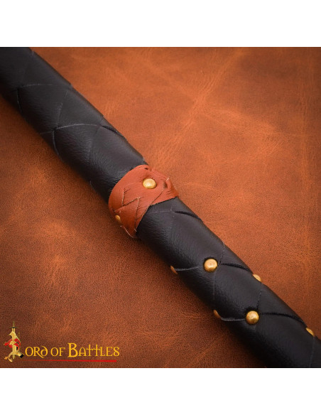 Braided Leather Whip 91cm with Brass...