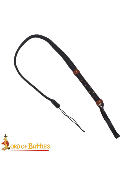 Braided Leather Whip 91cm with Brass...