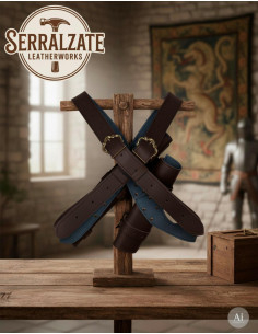 Double Sword Belt Holster for LARP in Dark Brown 2
