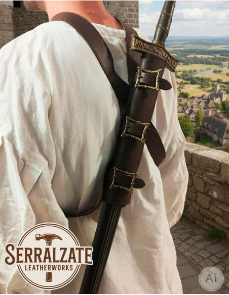 Cross-Back Sword Belt System - Brown