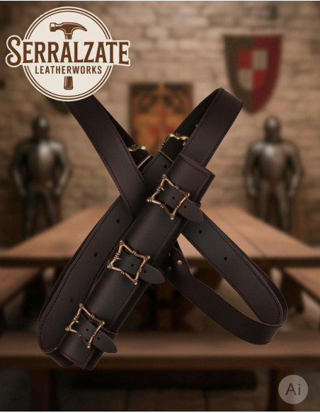 Cross-Back Sword Belt System - Brown