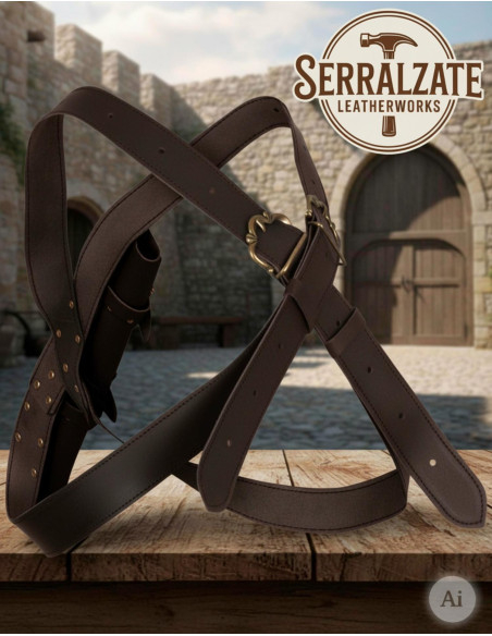 Cross-Back Sword Belt System - Brown