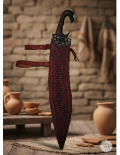 Functional handmade Iberian falcata with scabbard, blade...