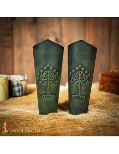 Leather Ranger Bracers with Minas Tirith Engraving