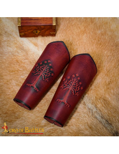 Burgundy Leather Ranger Bracers of Minas Tirith