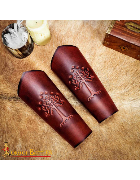 Burgundy Leather Ranger Bracers of...