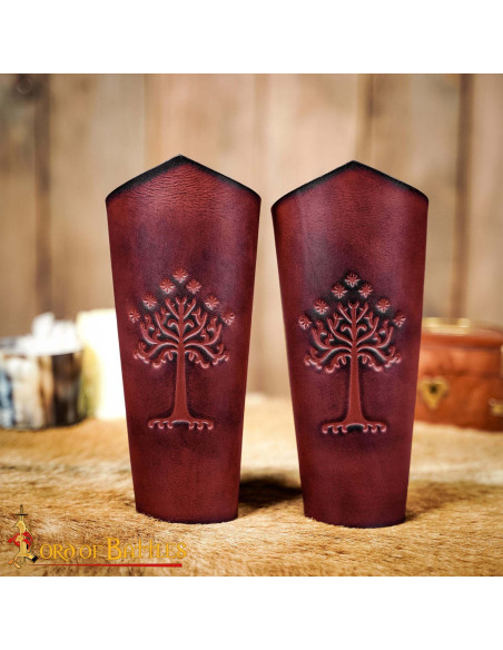 Burgundy Leather Ranger Bracers of...