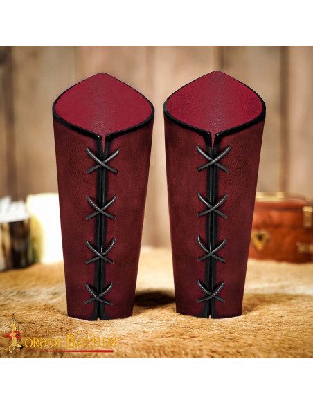 Burgundy Leather Ranger Bracers of...