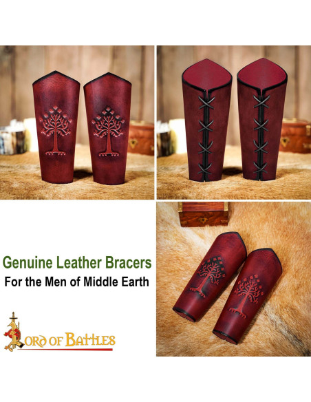 Burgundy Leather Ranger Bracers of...