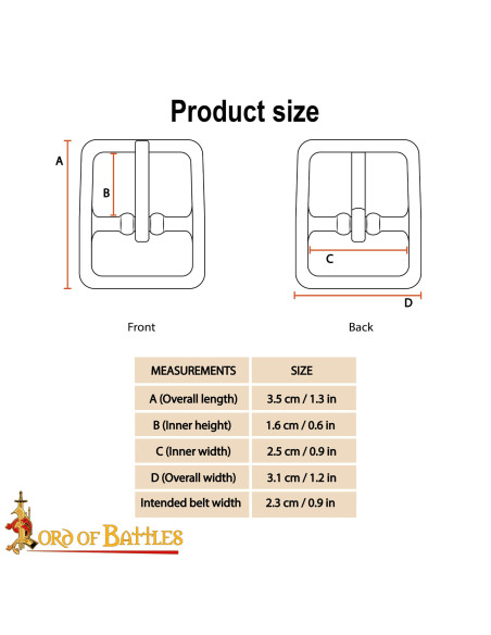 Medieval Solid Brass Buckle 2.3 cm...