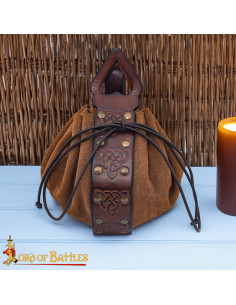 Celtic Leather Bag with Embossed Knots for Belt