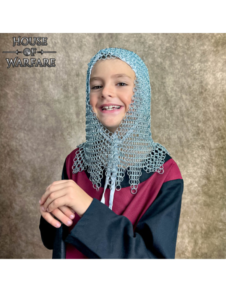 Zinc Plated Chainmail Coif V for Kids
