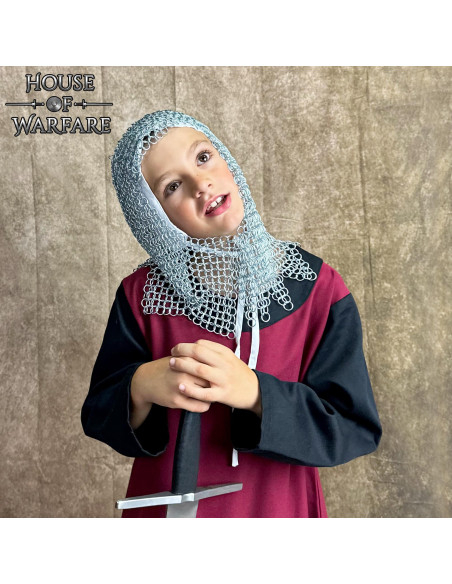 Zinc Plated Chainmail Coif V for Kids