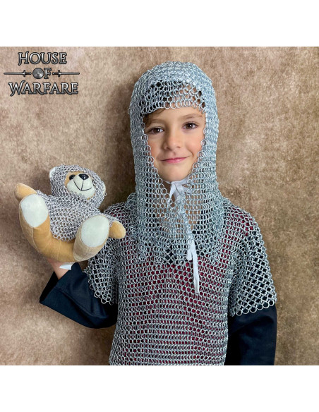 Zinc Plated Chainmail Coif V for Kids