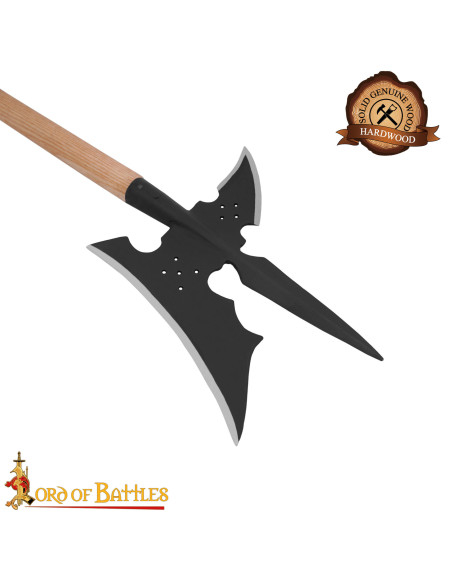 Forged Medieval Poleaxe, Carbon Steel...
