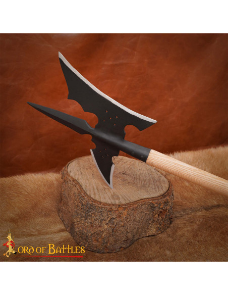 Forged Medieval Poleaxe, Carbon Steel...