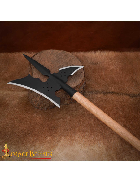 Forged Medieval Poleaxe, Carbon Steel...