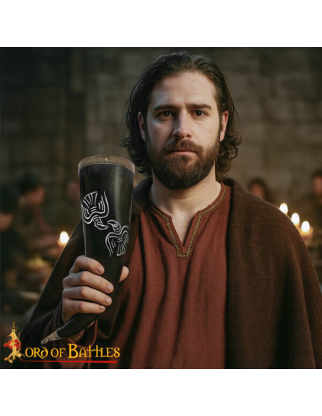 Engraved Viking Horn of Ox with...