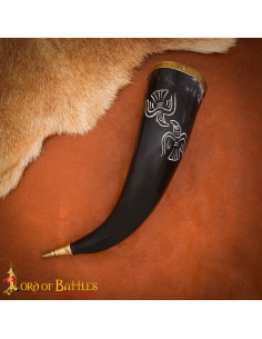 Engraved Viking Horn of Ox with Nordic Bird 2