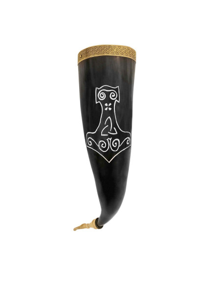 Viking Mjolnir Drinking Horn for Mead...