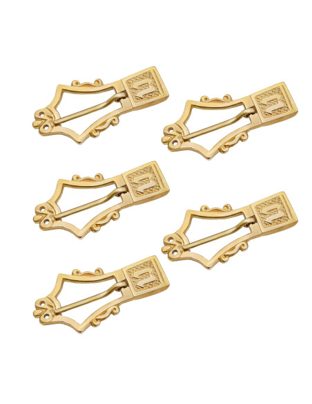 Set of 5 Authentic Brass Lyre Buckles...
